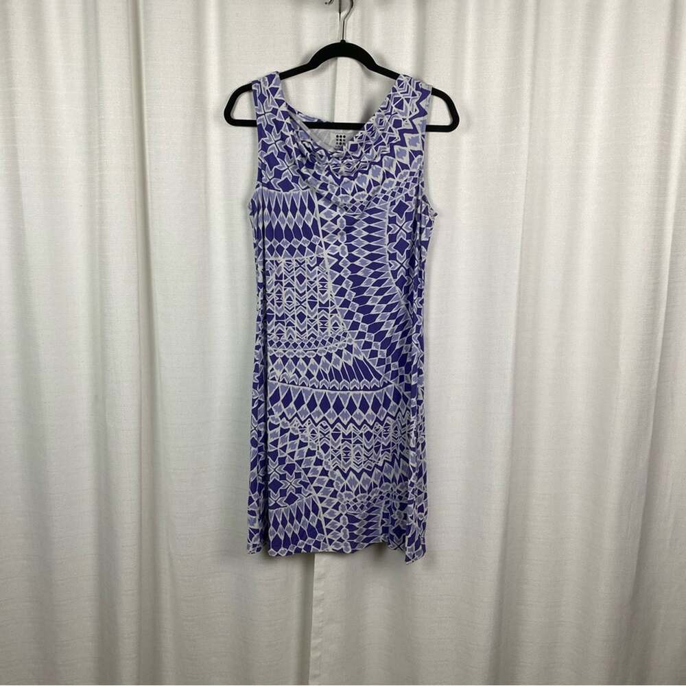 Title Nine Breeze Purple Mosaic Tile Print Cowl Neck Shift Dress Sz.M